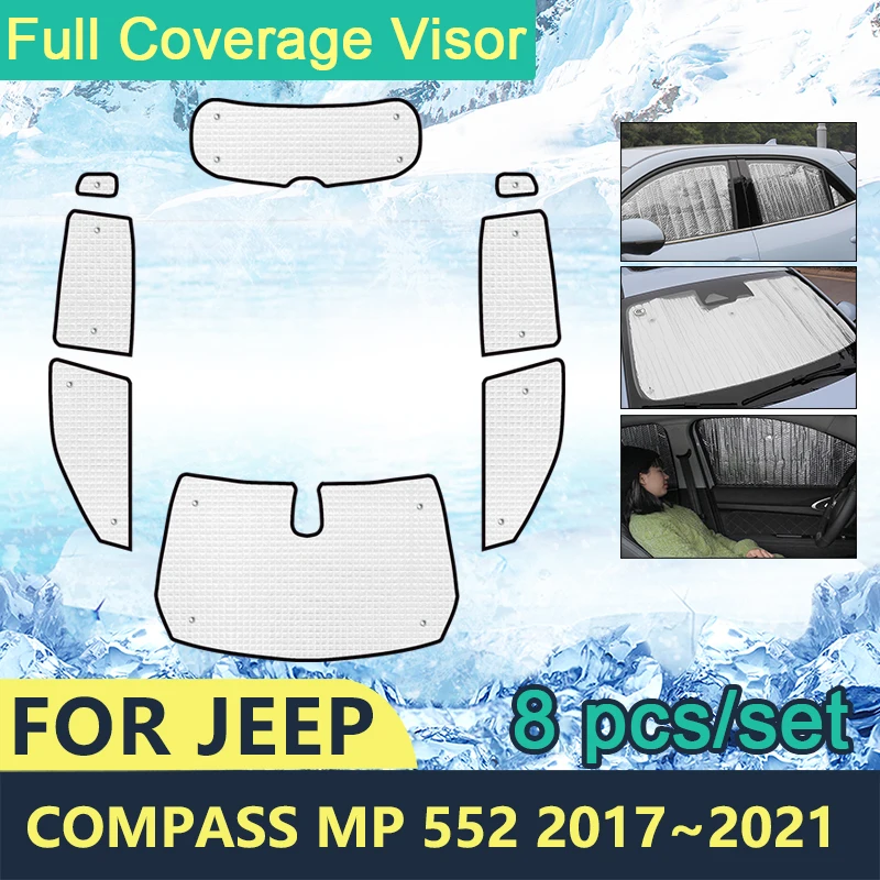 

Full Cover Sunshades For Jeep Compass MP 552 2017~2021 Car Windshields Accessories Visor Side Sun Protection Windows 2020 2019