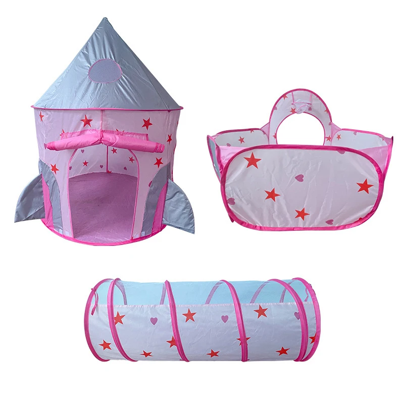 3 in 1 tenda a razzo tenda per bambini portatile giocattoli per bambini navicella spaziale box per bambini Tunnel strisciante giocattoli per bambini