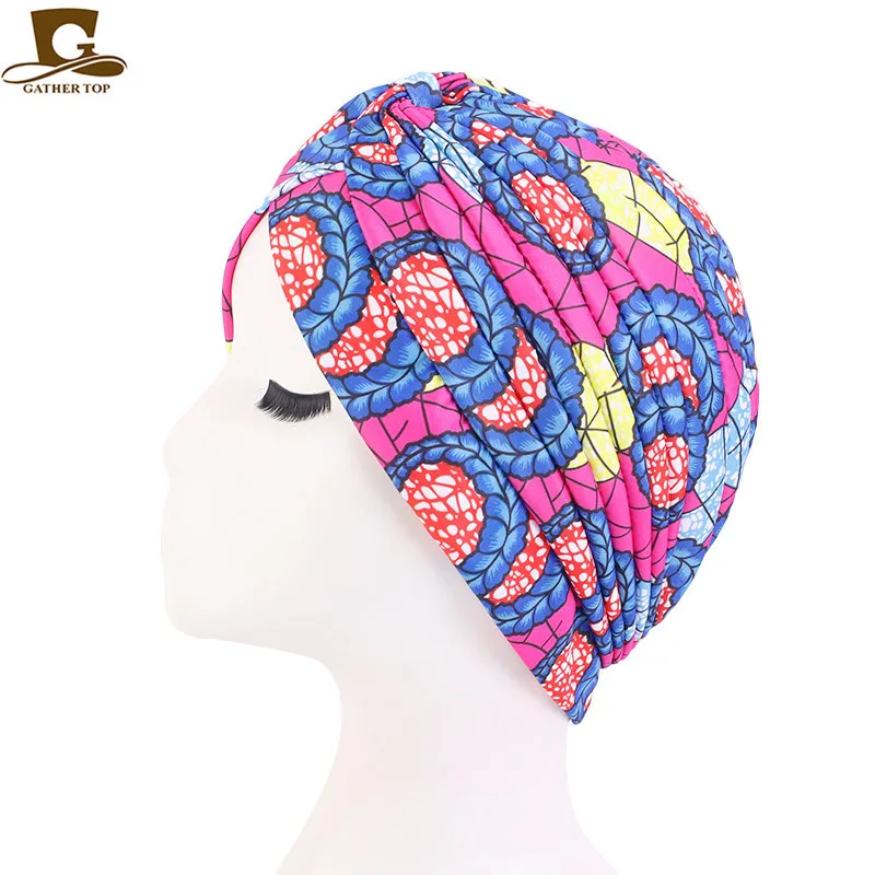 Neue Frauen Drucken Blume Knoten Krebs Rüschen Chemo Hut Beanie schal Turban Kopf Wrap Gestrickte Kappe Haarausfall Zubehör – Detail 13