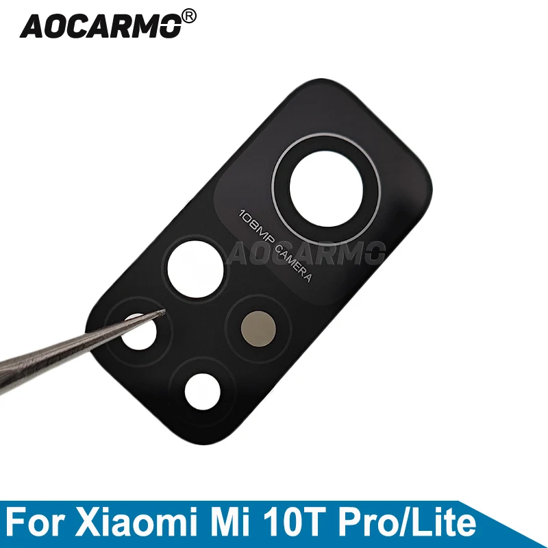 Aocarmo For Xiaomi Mi 10 10T Pro Lite Rear Back Camera Lens Glass With Adhesive Replacement Parts