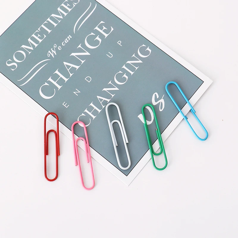 TUTU 80pcs/set of 50mm Colorful Paper Clips Paper Clips Notes Classified Clips  Student Stationery School Office Supplies H0324