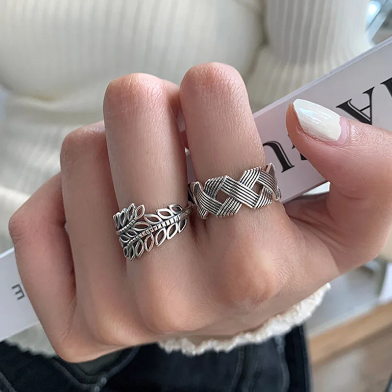 Anillos minimalistas de Plata de Ley 925, joyería geométrica con Cruz hueca hecha a mano, regalos de fiesta