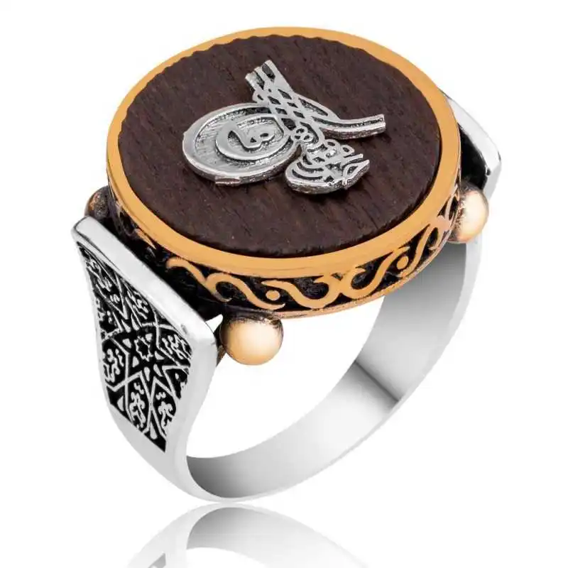 Silver Tugra Kuka Men's Ring - 925 Sterling Men's Jewelry Wedding Birthday Gift - Box - Man - Fashion - Botiva - Size - Turkish - Patterned Embroidery