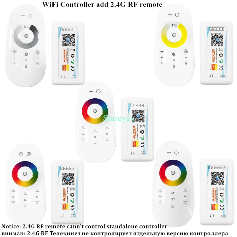 Controlador inteligente WiFi Tuya Alexa Google Home Voice DC5-24V atenuador de un solo color CCT RGB RGBW RGBCCT 5 en 1 aplicación de tira LED 2,4G