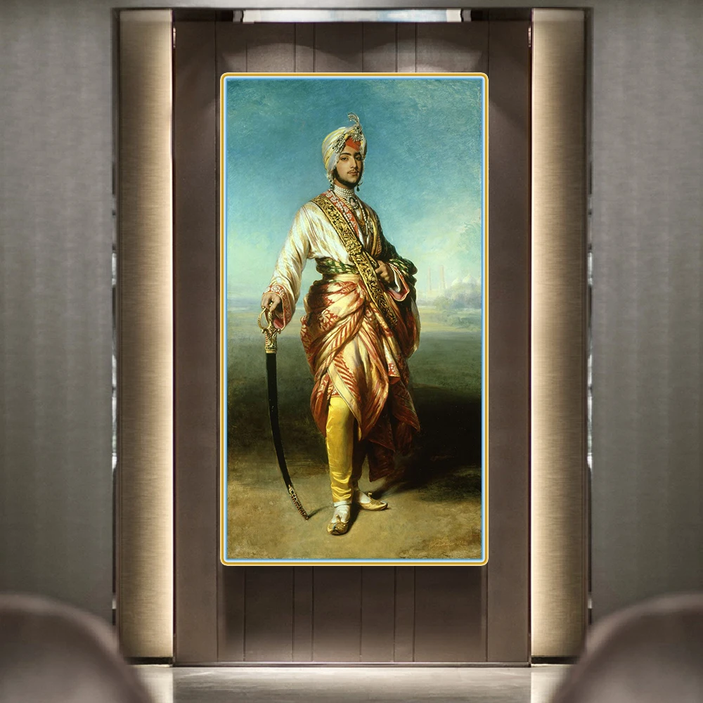 Winterhalter《India Maharaja, 1854》Canvas Oil painting Artwork Poster Picture Wall Decor Modern Home Living room Decoration