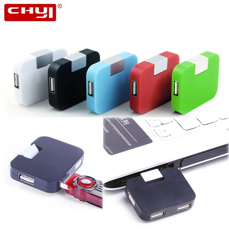 

CHYI Mini USB Hub 4 Port USB 2.0 Expander Hab Square Shape Foldable Multi Splitter Micro Adapter For Laptop Computer Accessories