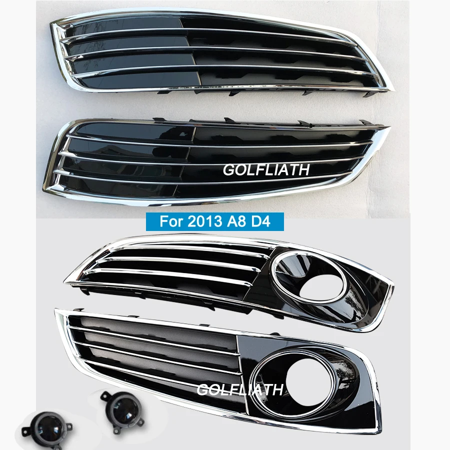 GOLFLIATH For Audi 2013 Car Fog lamp grille ABS Auto Grill Lamp Covers With ACC A8 D4 W12 (Fits 2013 A8 S8 W12 )