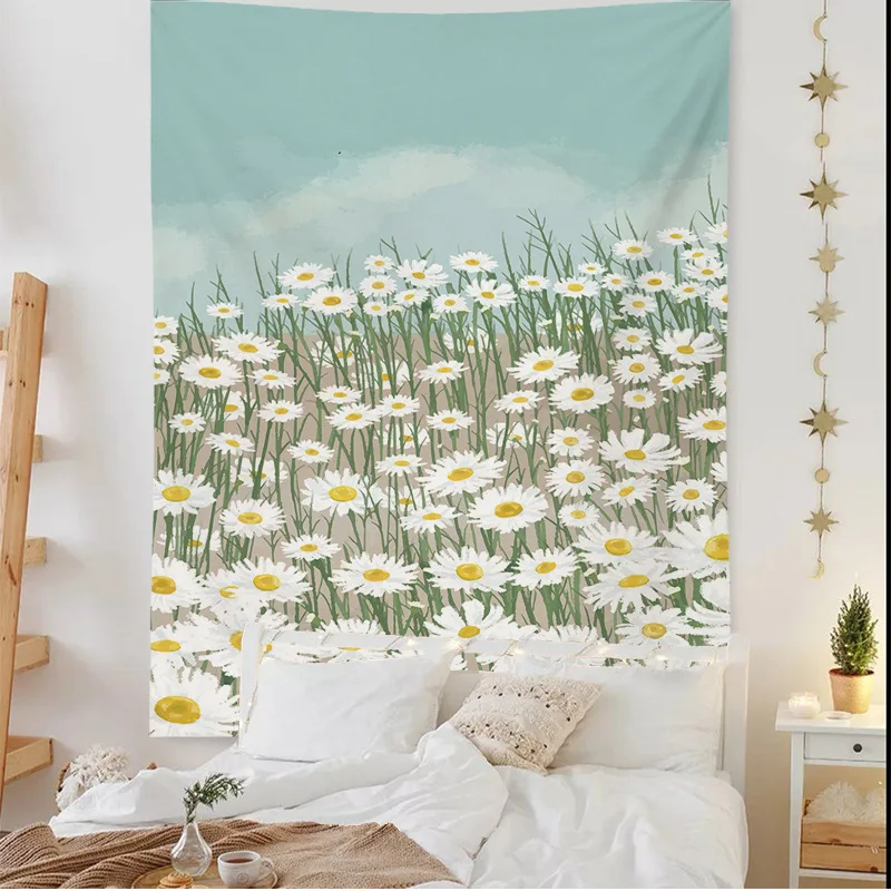 Cilected Nordic Art Tapestry Flower Cactus Aesthetic Living Room Bedroom Decor Green Plant Wall Hanging Tapiz Floral Mural