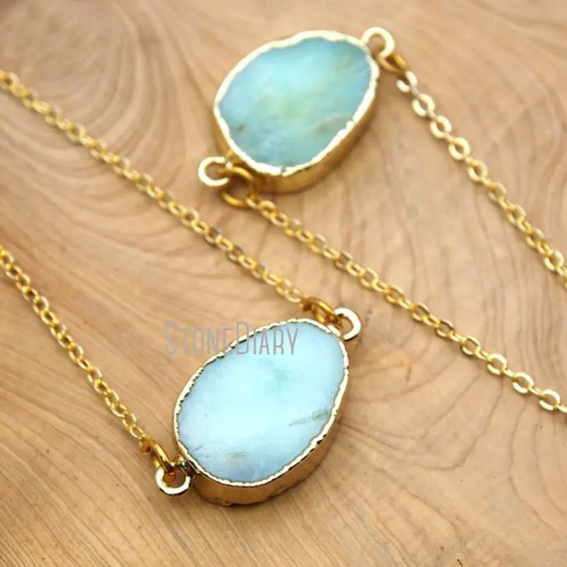 NM15765 10Pcs Cheap Australian Jades Chains Necklaces Gold Plating Free Form Chains Necklaces Outlet 18inch