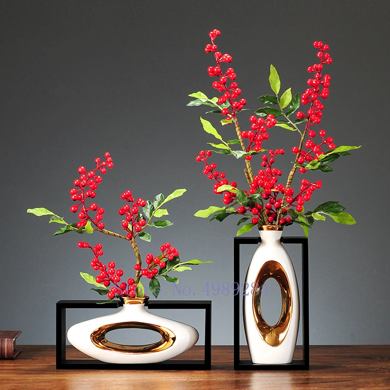 創造的な中国風の花瓶,セラミック,木製フレーム,レトロな透かし彫り