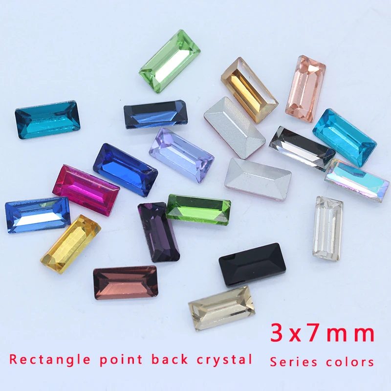 20p 3x7mm color rectangle point foiled back glass stone faceted crystal rhinestones Nail Art decoration DIY jewelry making beads