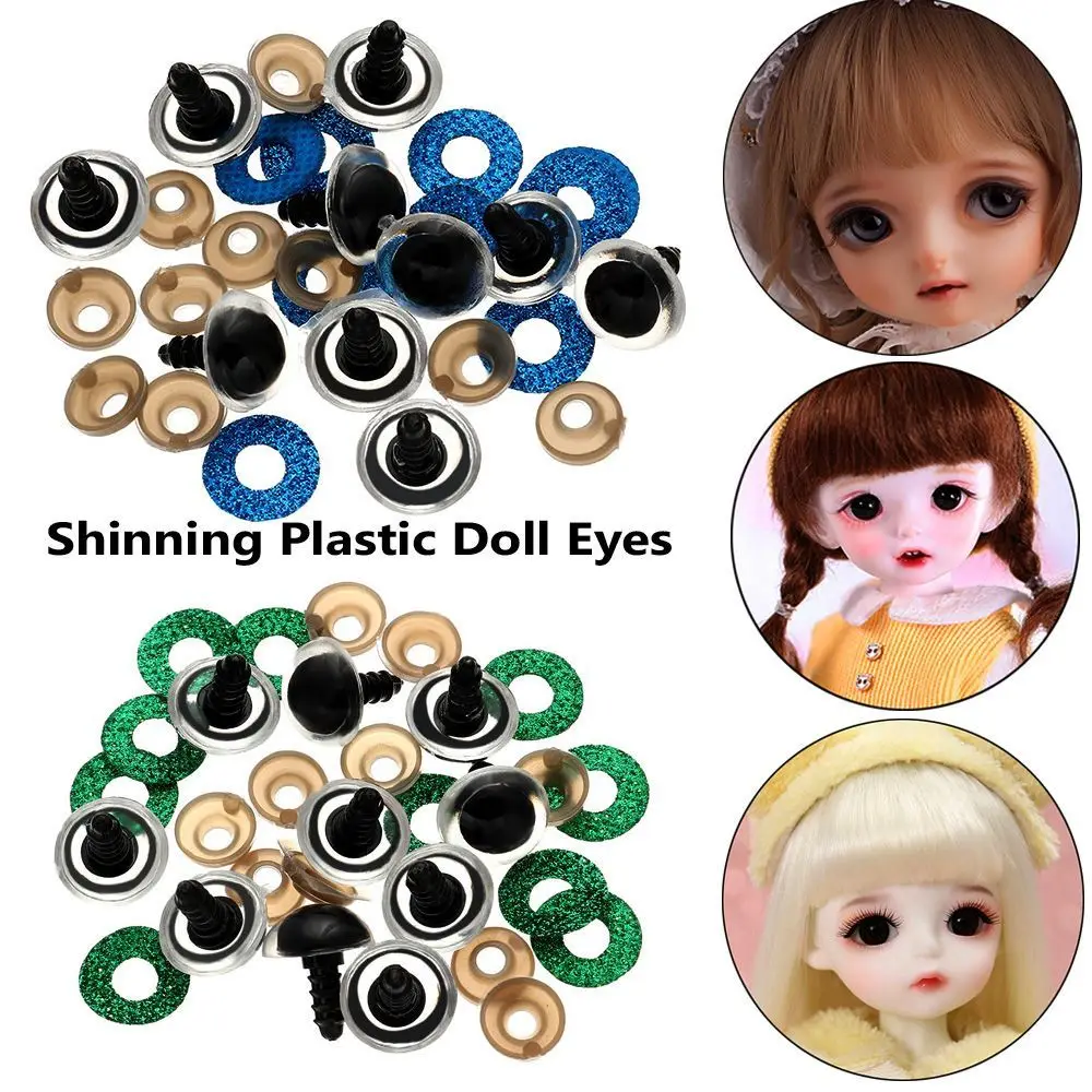 5Pairs 3D Glitter Plastic Doll Safety Eyes Washer 16/18/20/24mm For Teddy Bear Stuffed Plush Toys Dolls Amigurumi Eyes Accessory