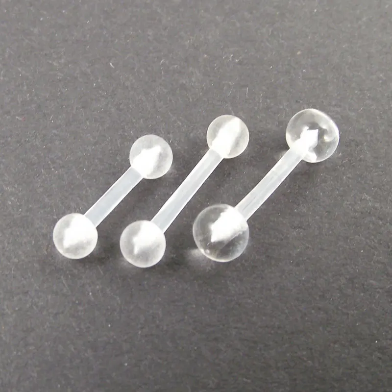 SaYao 2 Pieces 16G 1.2mm Clear Transparent Invisible Industrial Barbell ring Nipple Bar Tragus Helix Ear Piercing Body Jewelry