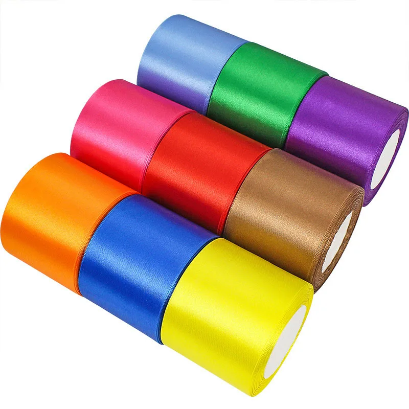 22Meters 8cm Satin Ribbons for Wedding Christmas Party Decoration DIY Bow Craft Ribbons Card gift Red Pink White Black