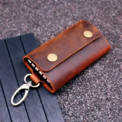 Handmade Genuine Leather Key Wallet Men Holder Keychain Pouch Purse Zipper Designer Housekeeper Car Small Key Case Keys Pouch