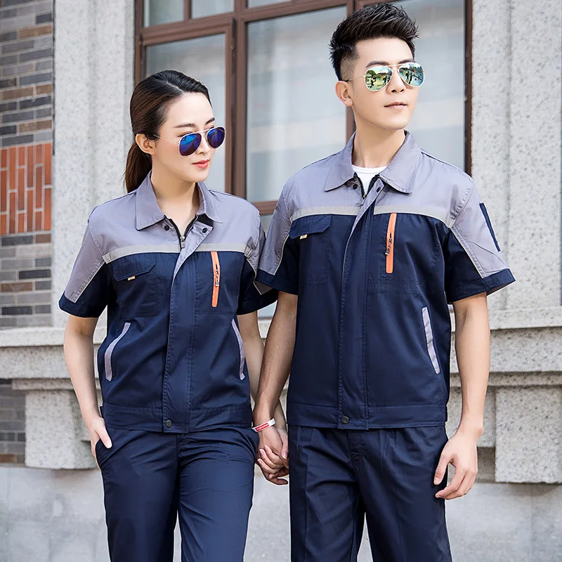 Ropa de trabajo de verano para hombres y mujeres, bata de trabajo reflectante, sección delgada, uniformes transpirables, servicio de taller de fábrica, reparación de automóviles