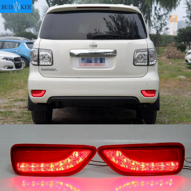 

LED Dynamic Turn Signal For Nissan Patrol Y62 2014-2019 Multi-function Rear Fog Lamp Bumper Light Auto Brake Light Reflector 2PC