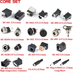 10PCS DC Connectors 5.5x2.1mm 5.5x2.5mm DC Power Plug Male Female Jack Socket Nut Panel Mount DC Power Adapter Connector 5.5*2.1