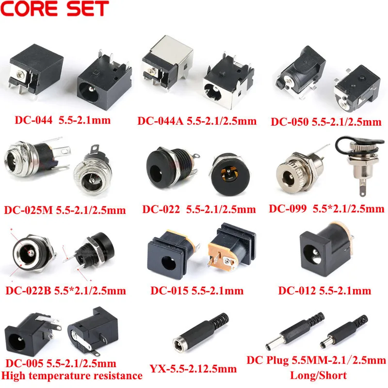 10 sztuk DC Power gniazdo typu Jack mężczyzna kobieta złącze 5.5*2.1mm 5.5*2.5mm DC-044 DC-050 nakrętka śruby mocowanie panelu lutowania wodoodporna