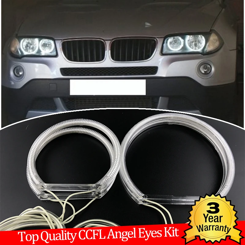 Yüksekliği kaliteli CCFL melek gözler kiti BMW E83 X3 2003-2010 için sıcak beyaz halka şeytan göz