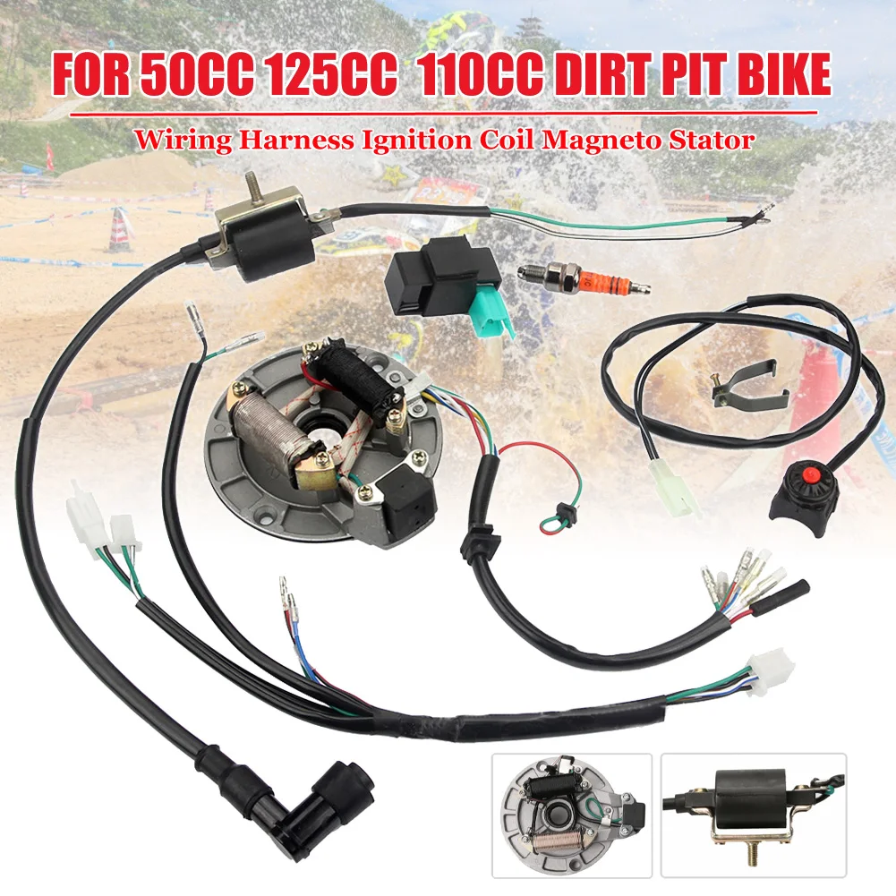 Hot Sale Wiring Harness Ignition Coil Magneto Stator For 50 70 125cc 110 Dirt Pit Bike