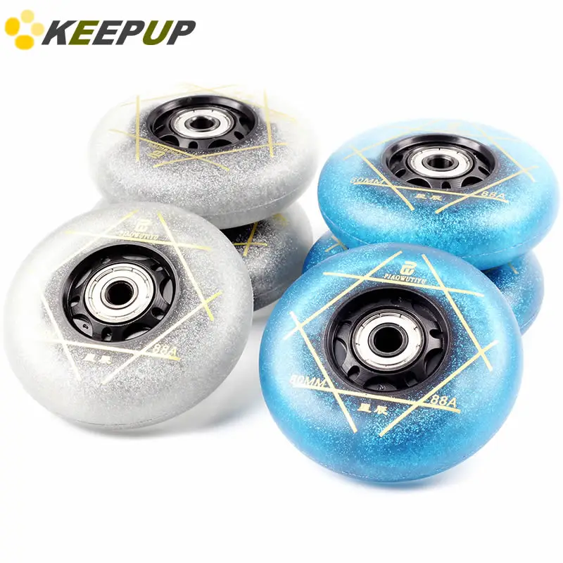 Roller skate replacement wheels PU wheel with double bearings, wear-resistant,diameter 72mm76mm80mm,