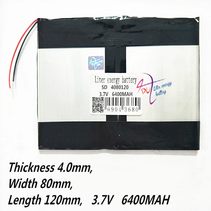 แท็บเล็ต PC แบตเตอรี่ความจุ 4080120 3.7V 4480121 6400mA Universal Li-Ion สำหรับแท็บเล็ตพีซี 7 นิ้ว 8 9 10 11
