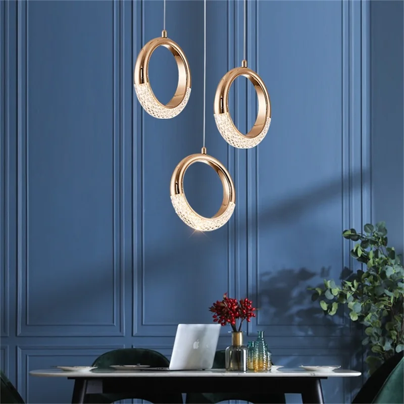 WPD Pendant Light Modern LED Creative Lamp Fixtures Round Ring Decorative for Home Dining Room