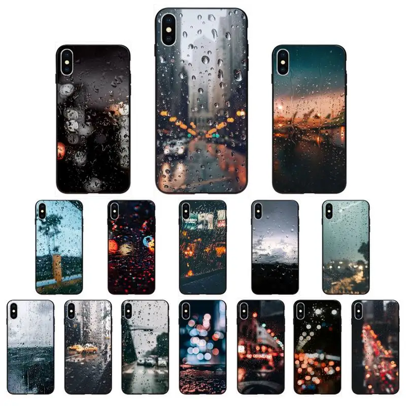 MaiYaCa Rain Raindrops on glass TPU black Phone Case Cover Hull for iphone 13 11 pro XS MAX 8 7 6 6S Plus X 5 5S SE XR SE2020