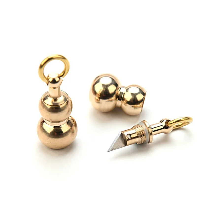 Cutting Tool Brass Keychain Multi-function EDC Portable Mini Tool Key Ring Pendant Tool Capsule Knife Tiny Cutting Tool image 3