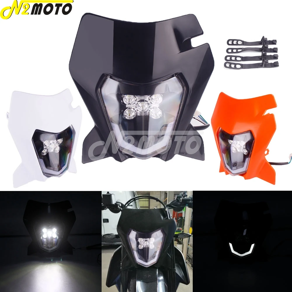 For KTM EXC XC-W XC-F 250 300 350 450 500 690 SMC Six Days Enduro Motocross LED Front Headlight Dual Sport Dirt Bike Head Light