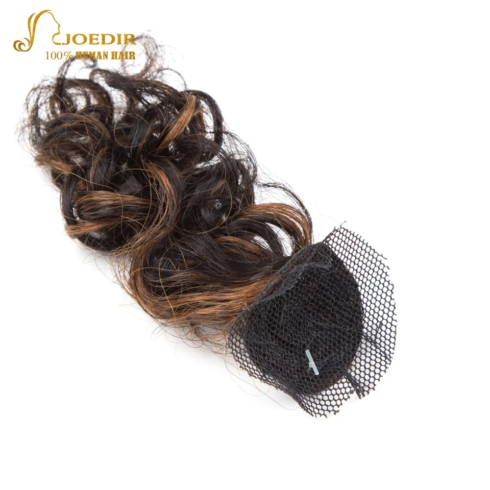 Joedir Pre-colored short water wave bundles with closure 6 Pcs One Pack glam curly Human Hair Bundles Remy Human Hair Extensions