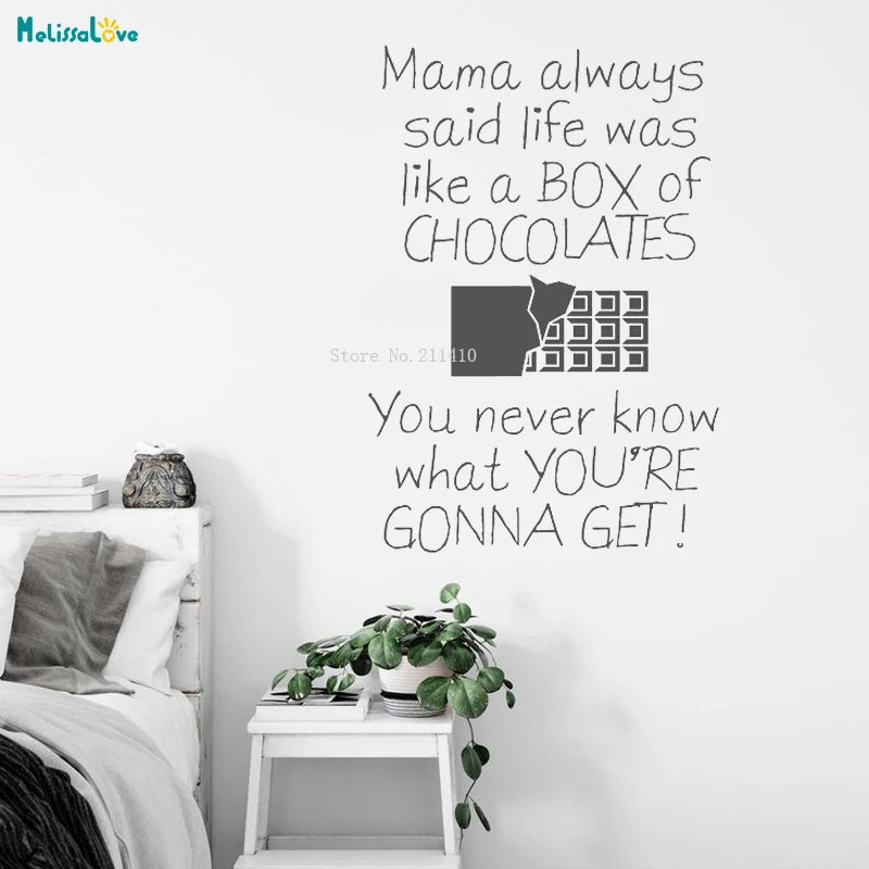 Mama Always Said Life Is Like A Box Of Chocolates Wall Sticker Delicate Maternal Love Home Decor Living Room Life Murals YT2072