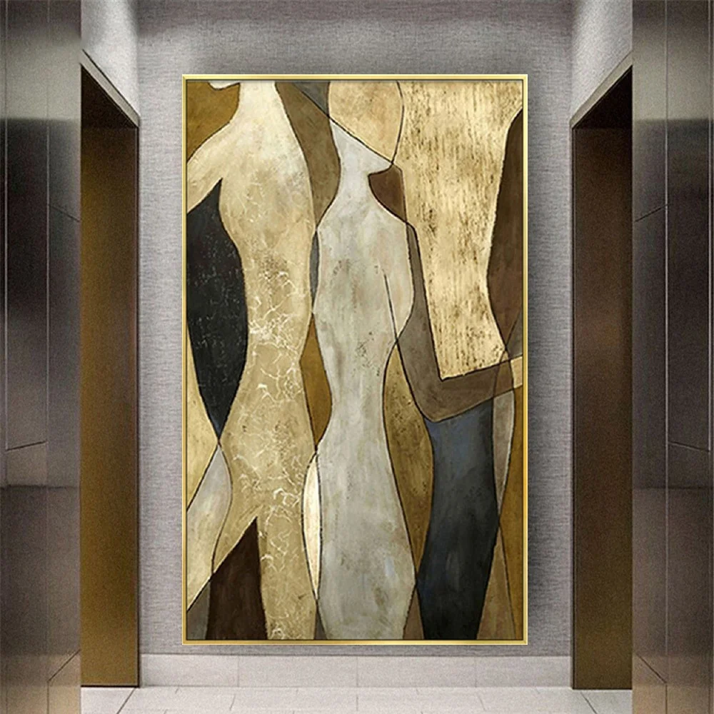 100% Handmade Abstract Figure Oil Painting On Canvas Modern Gold Leaf Poster The Body Art Cuadros Home Decor Photo Wall Picture