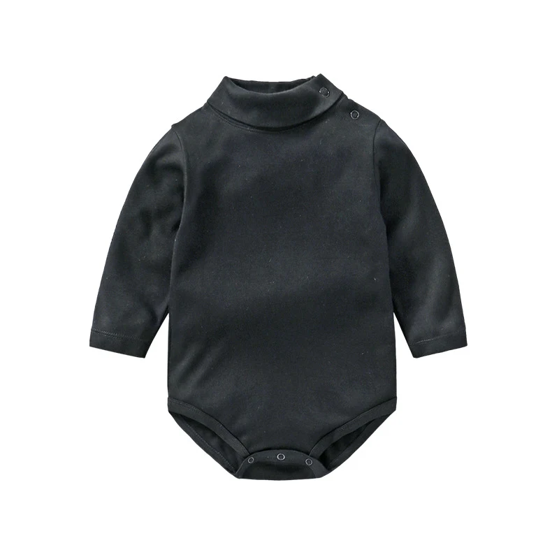 0-3 Yrs Baby Infant Clothing Turtle Neck Cotton Rompers Solid Color Newborn Boys Girls Autumn Winter Long Sleeve Jumpsuit Tops