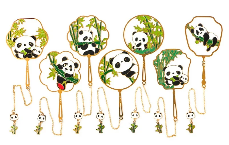 100 PCS Panda Brass Bookmark Cute Design Originality Stationery School Office Support Tool Bookmarks Christmas Birthday Gift