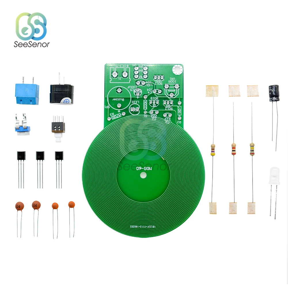 DIY Kit Metal Detector Kit DC 3V-5V 60mm Detective Non-contact Sensor Board Module 18650 USB Power Bank Box Electronic Kit