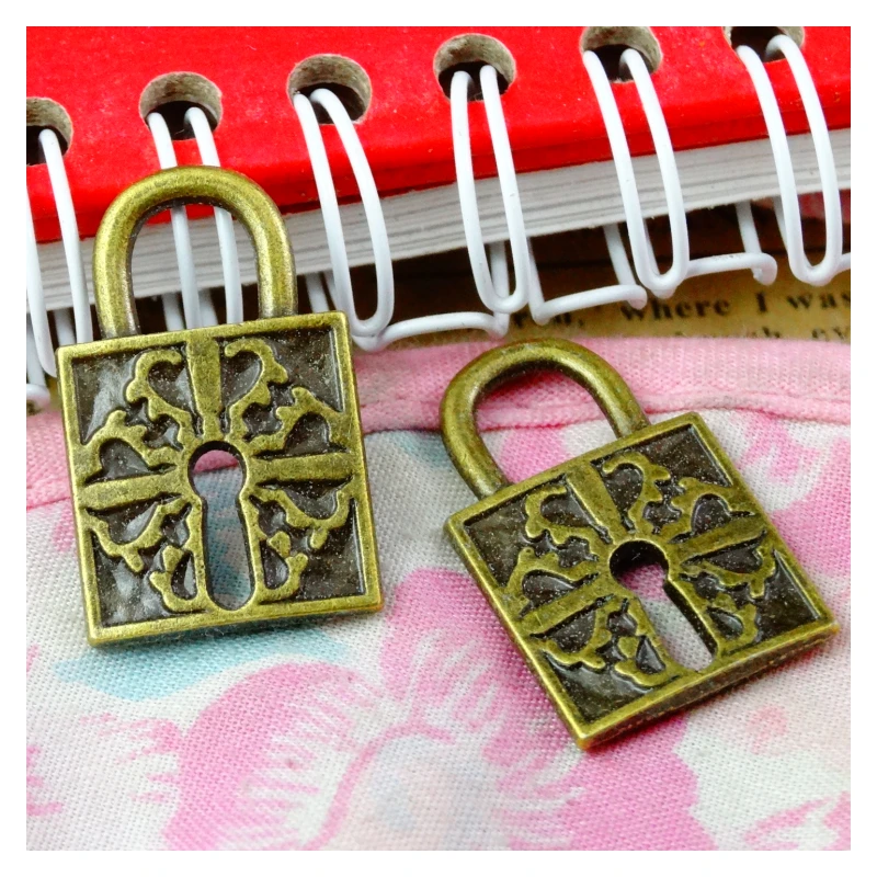 30PCS 26x16MM Antique Bronze Plated Zinc Alloy Lock Charms Pendants Diy Jewelry Findings Accessories