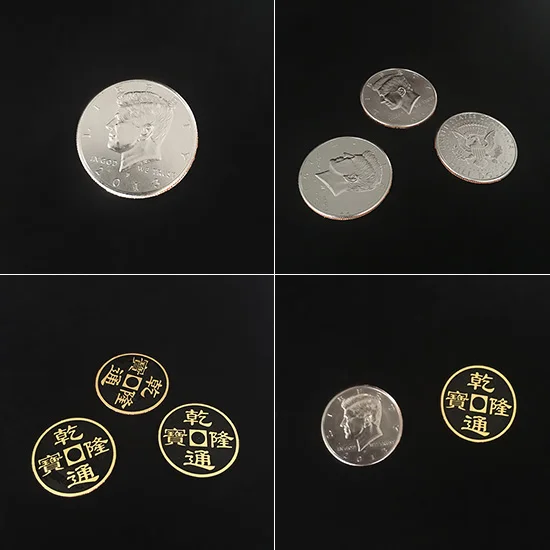 Double Face Super Triple Coin (DVD + Gimmick) Magic Tricks Stage Close up Magia Coin Appearing Magie Illusion Gimmick  Props