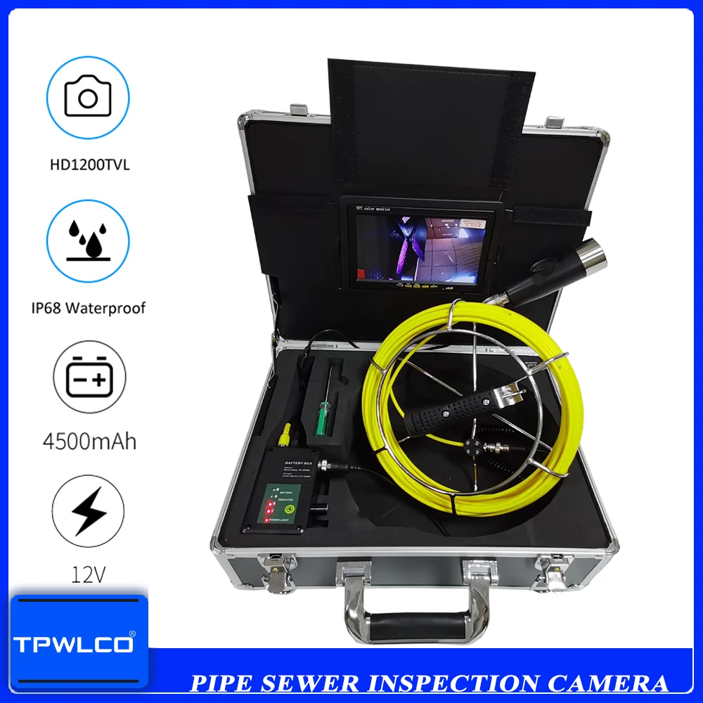 Pipeline Endoscope Inspection Camera 42mm Dual Lens Waterproof for Underground Industrial Sewer Drain Pipe Wall Video Inspection