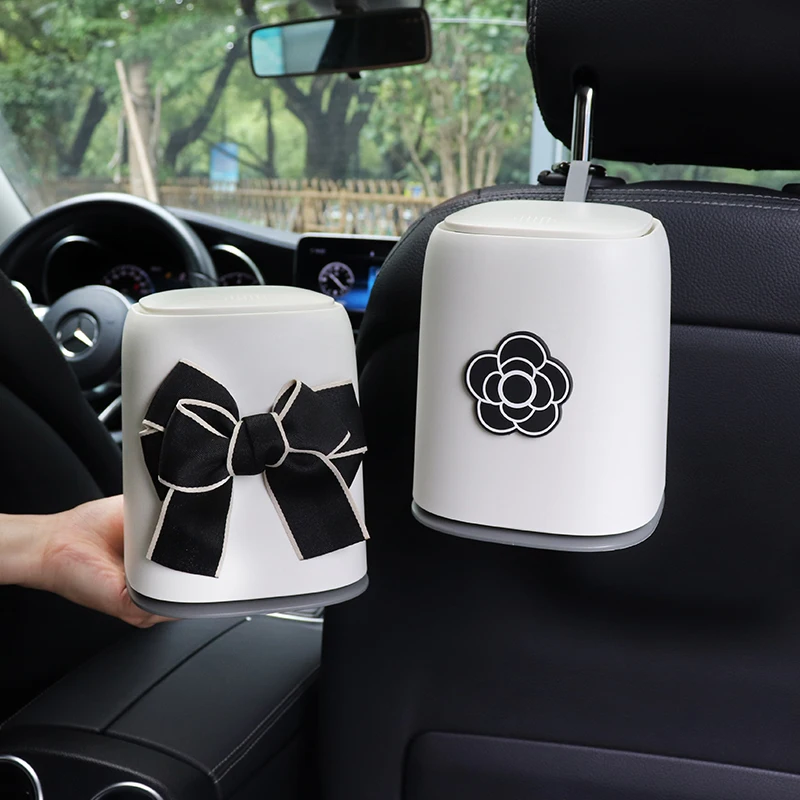 High End Ins Fashion Car Trash Bag Hanging Storage Bucket Car Seat Back Storage Bag Trash Can Decoration