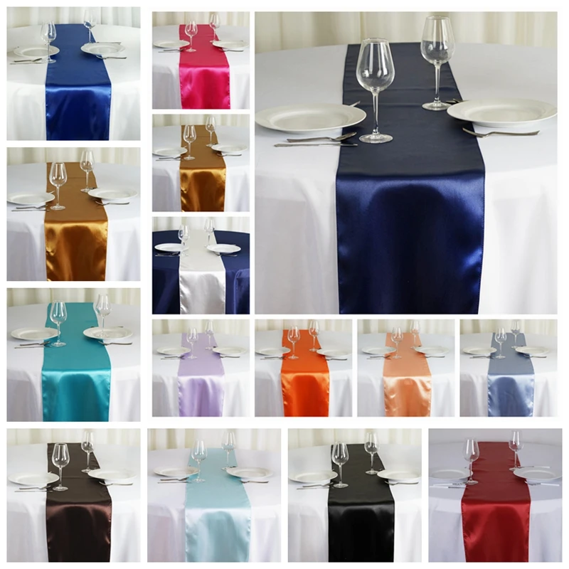 Good Looking Satin Table Runner Wedding Tablecloth Runner For Banquet Event Party Home Decoration