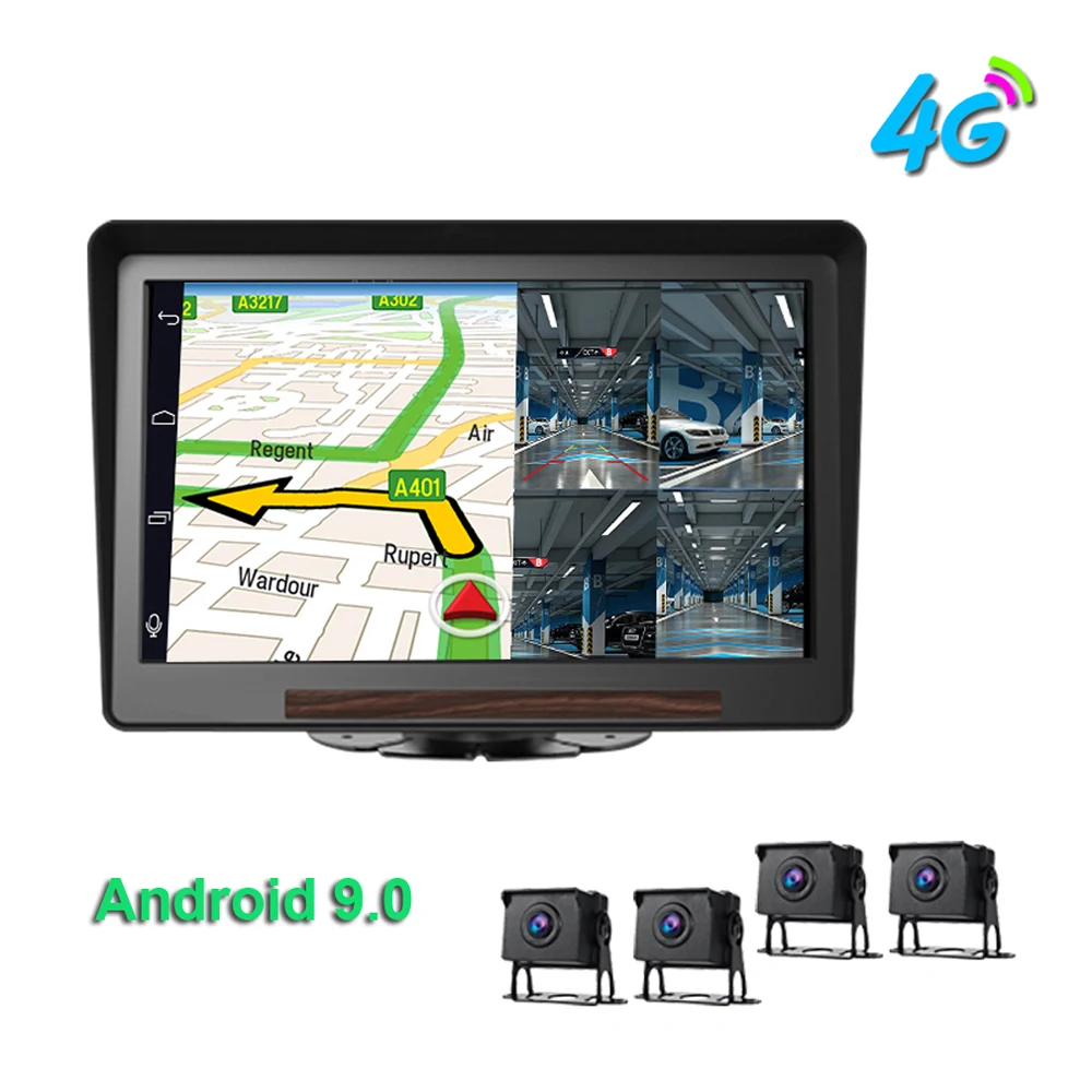 2021 Dashboard Center Console 4G TRUCK DVR 10.1 INCH Touch Screen 4 Cameras  Android 9.0 GPS Navigation WiFi