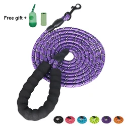 Pet Leashes Reflective Multi Color Round Rope Large Dog Collar Leash Training Running Rope Comfortable For Medium And Large Dogs