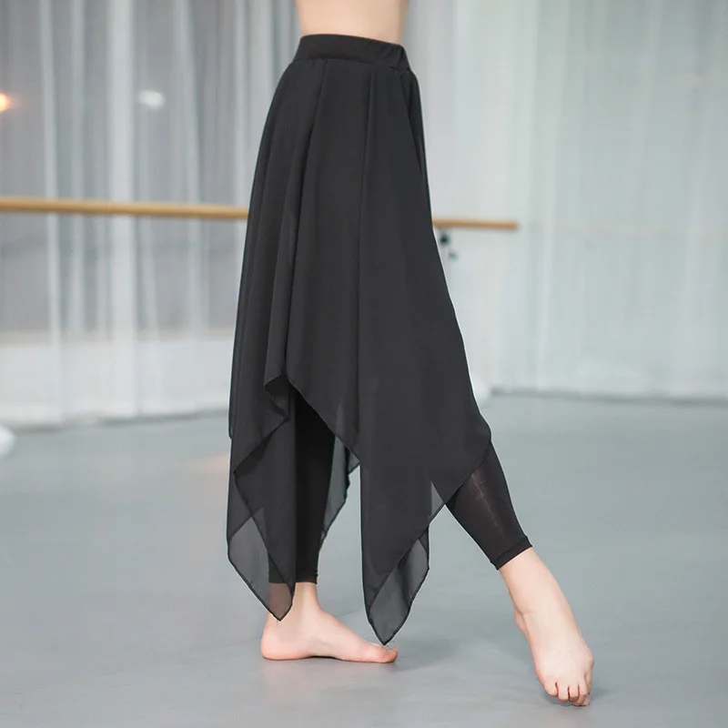 Dance Pant Adult Latin Pant Training Dress Irregular Modern Dance  Trousers for Women Ballroom Costume Practice Dancing Pants