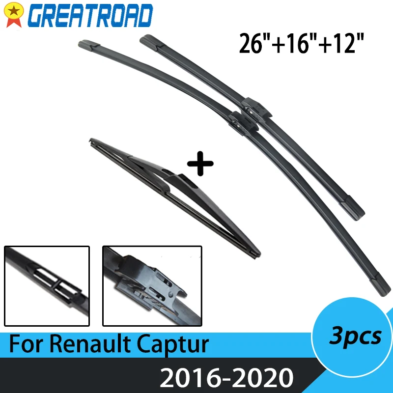 Wiper Front Rear Wiper Blades For Renault Captur Kaptur 2016 2017 2018 2019 2020 Windshield Windscreen Front 26\