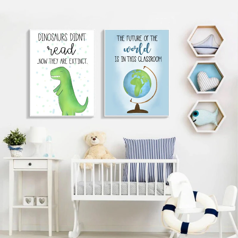 Positive Quotes Print Classroom Posters Nursery Wall Decor ,Kids Motivational Wall Art Canvas Painting Nordic Picture Decoration