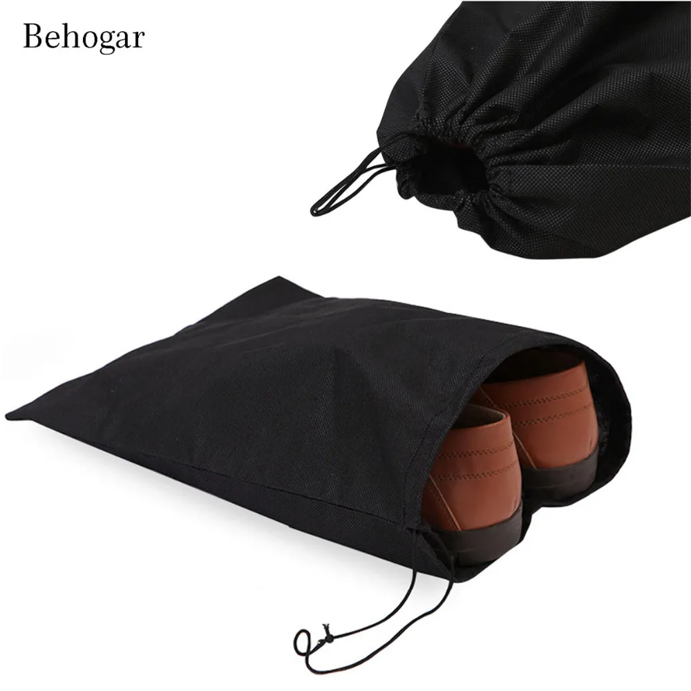 Behogar 5PCS Shoes Dust Proof Storage Bag Travel Sports Shoes Canvas Sandals Drawstring Organizer Pouch Protector