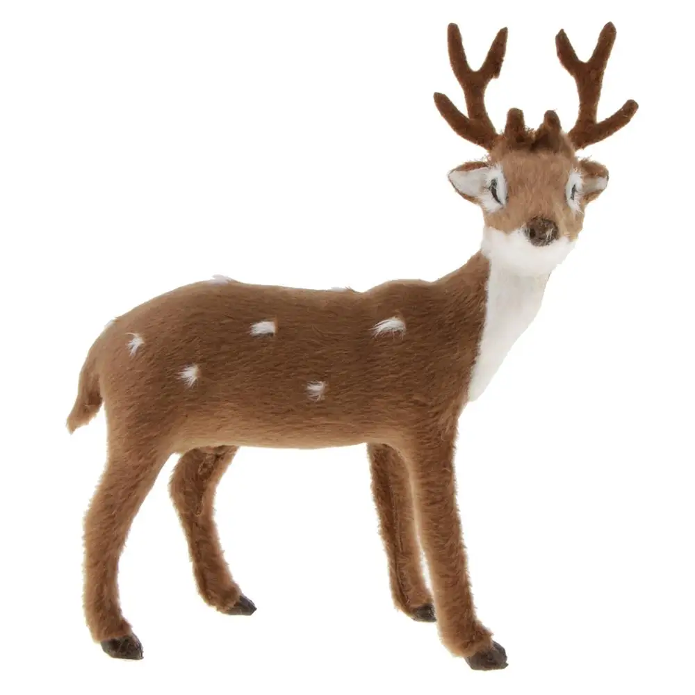 Christmas Plush Simulation Deer Doll Toy Xmas Ornament Home Party Decor Artificial Deer Animal Model Figurine Kids Children Toys