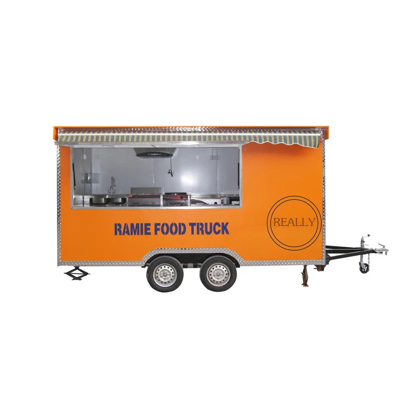 Mobile Food Trailer 4m Long Container Coffee Cart Food Kiosk Customized Size Color And Inside Square Fast Food Truck for Sale